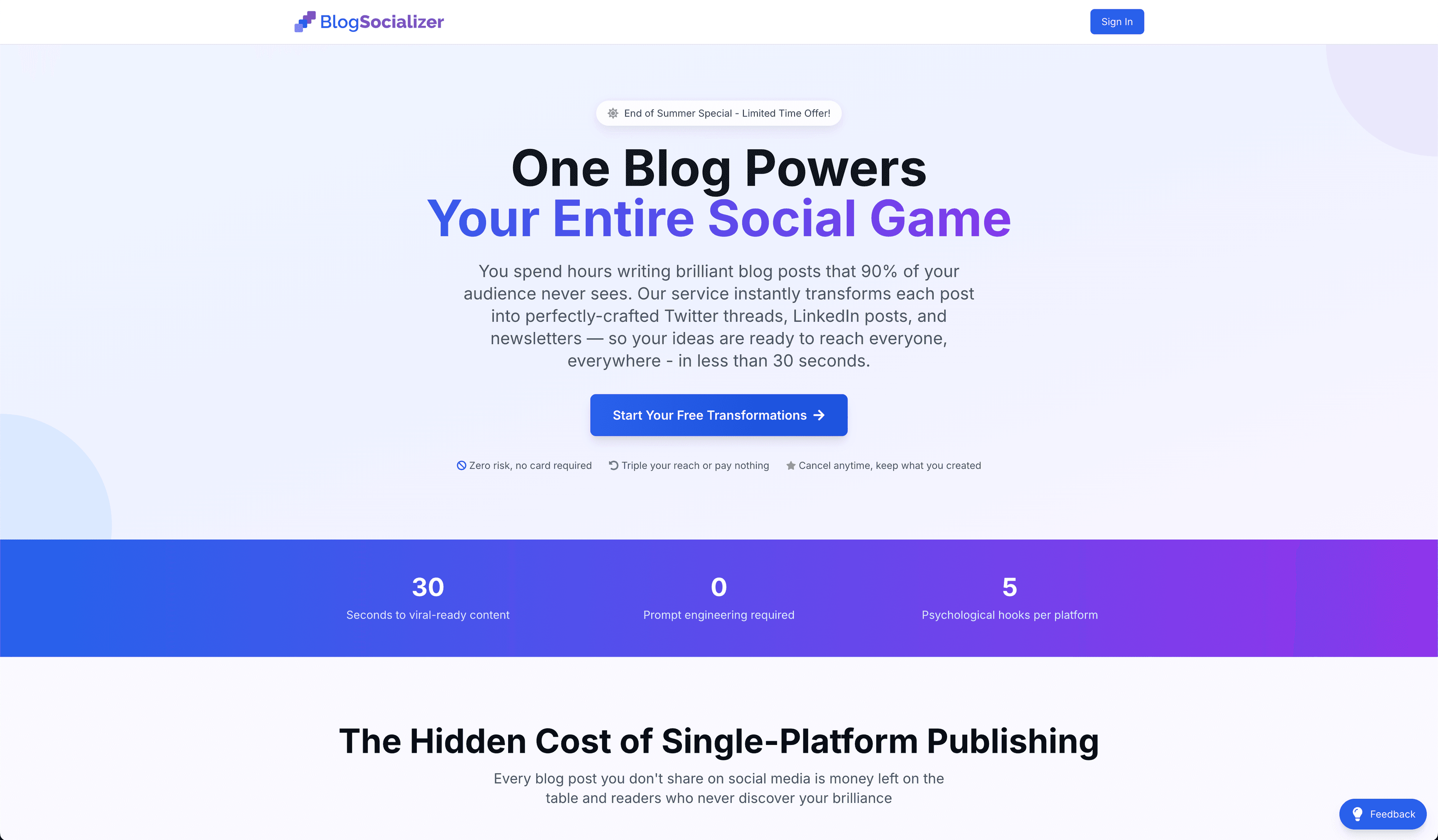 BlogSocializer — Full-Stack AI SaaS MVP preview